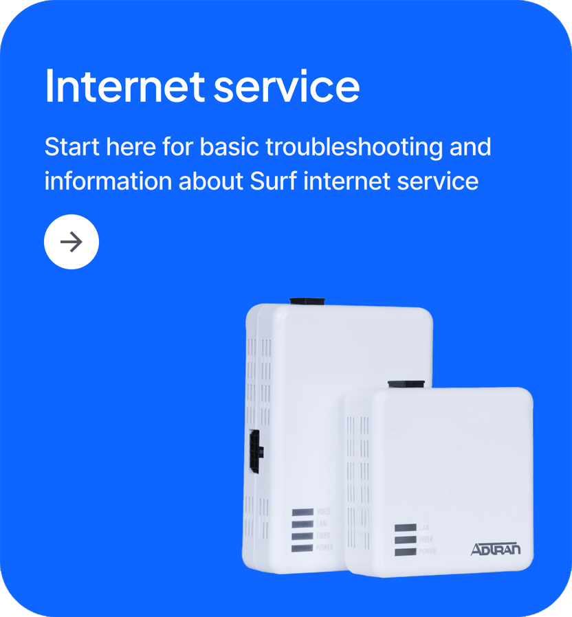 Start here for basic troubleshooting and information about Surf internet service