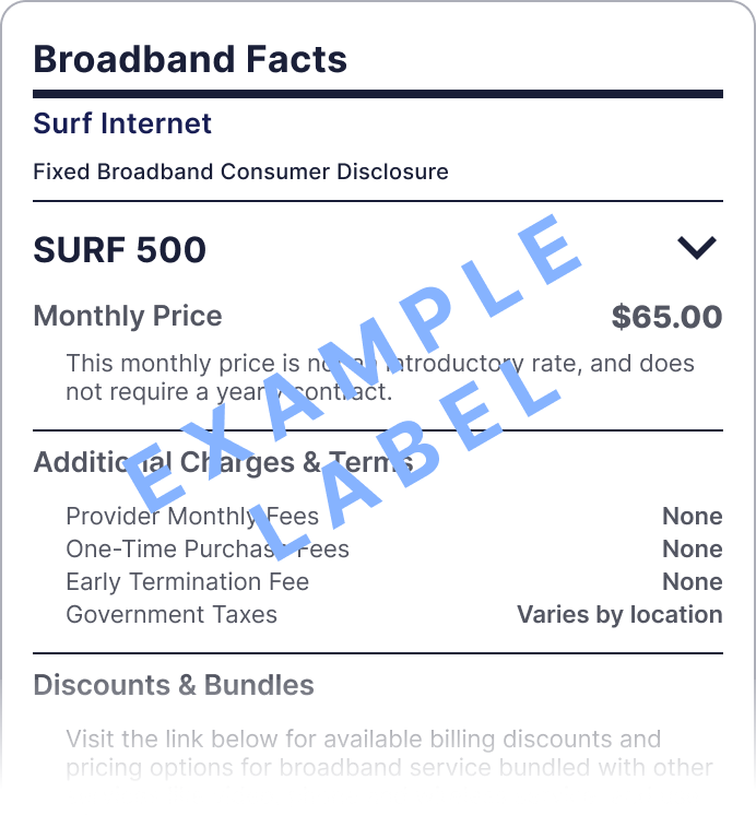 bb-label-example-bb-final Surf Internet - Sample broadband consumer label