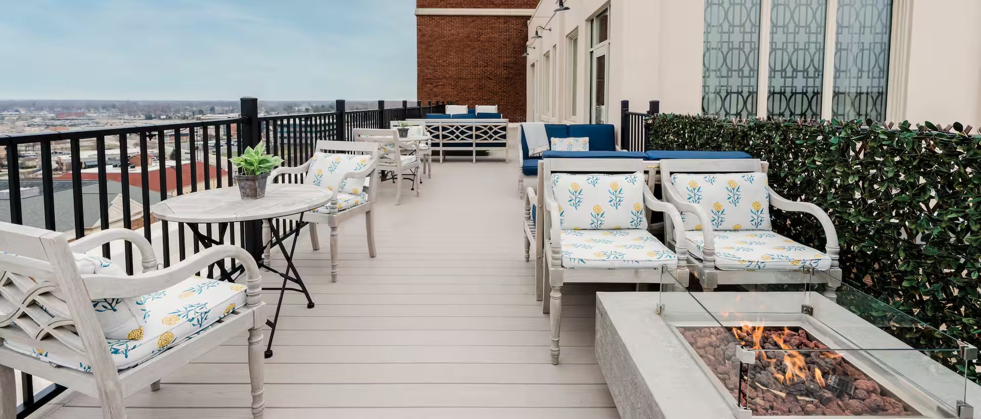Hotel Elkhart rooftop terrace with fire pit