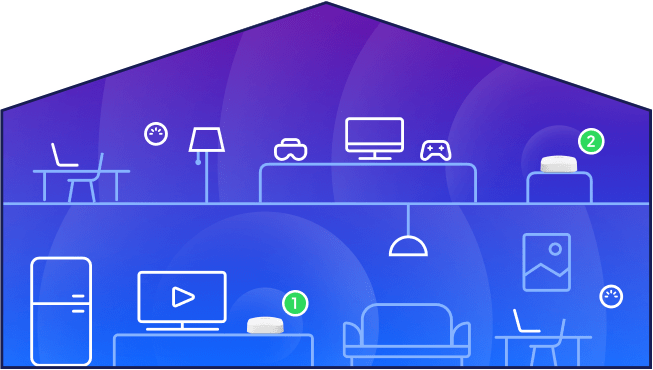 illustration of eeros providing wifi to an average sized home