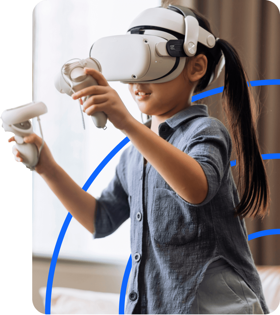 Girl playing with VR